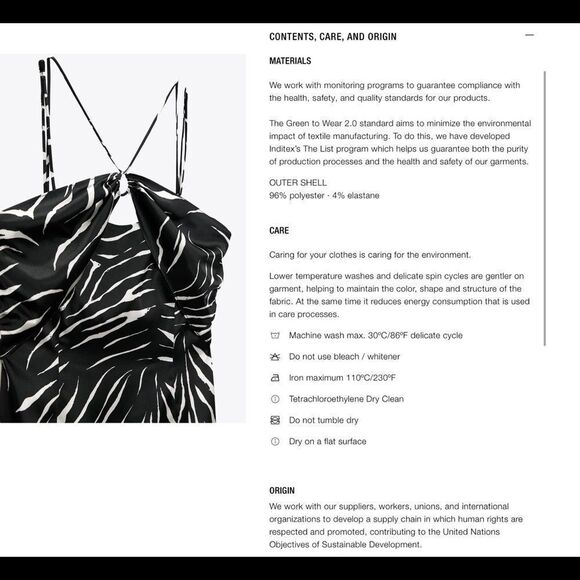 Zara Black zebra animal print spaghetti strap mini dress Sz M NWT - Picture 6 of 11